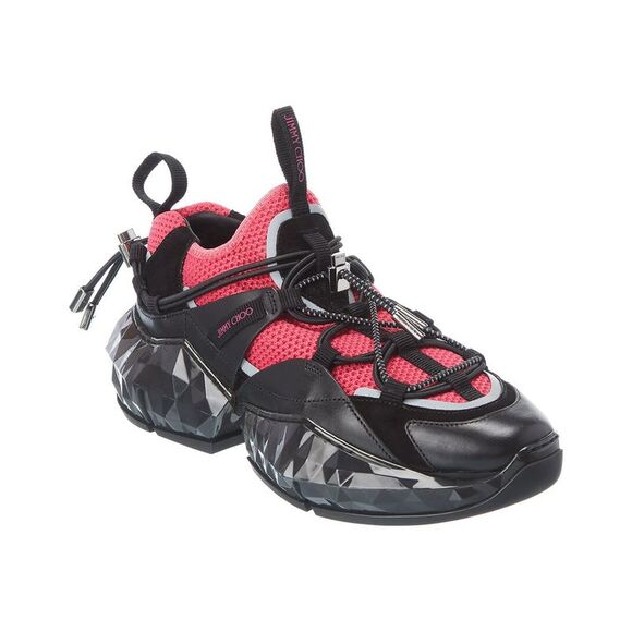 Jimmy Choo Diamond Trail/F Leather & Mesh Sneaker Black
